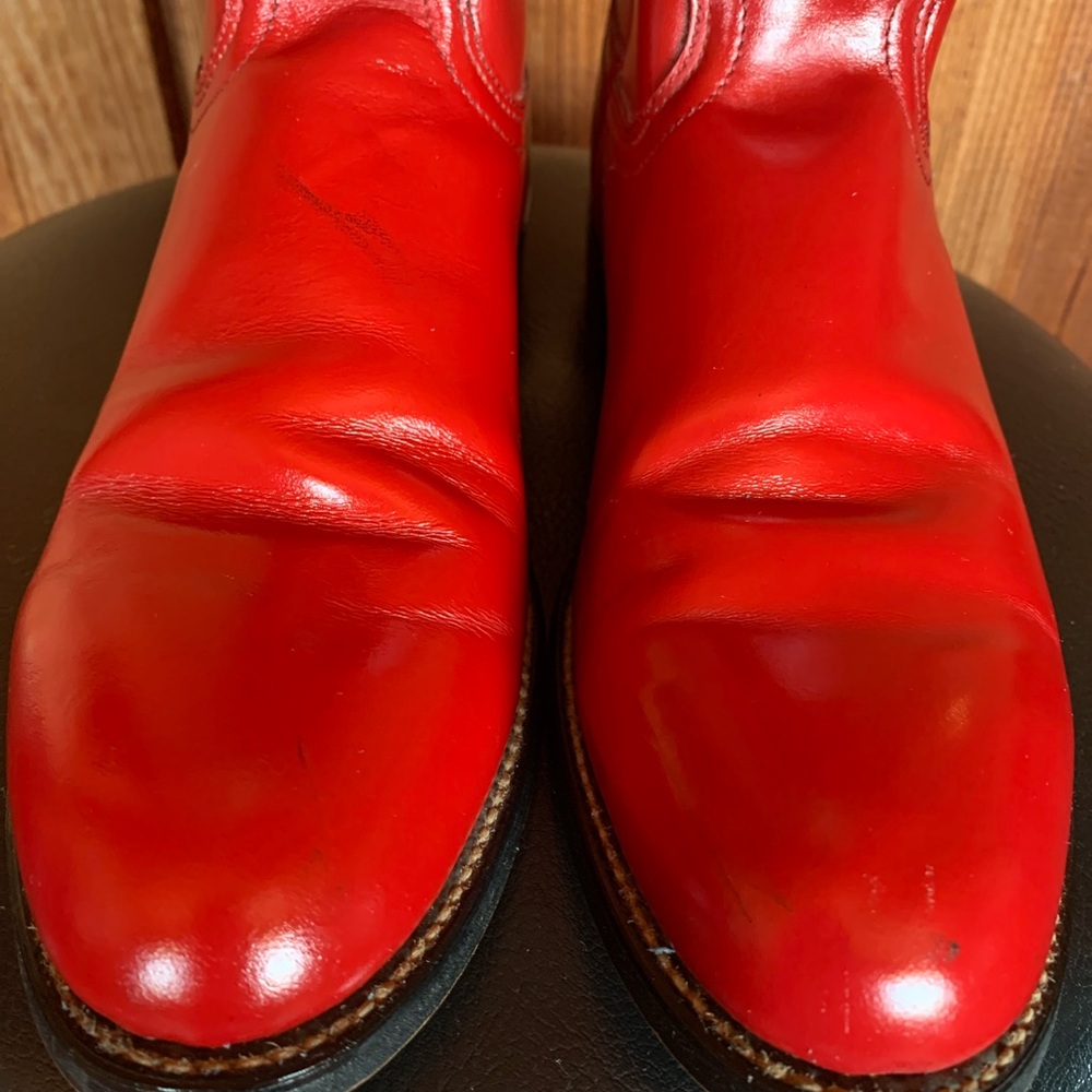 Vintage Justin Roper Red Leather Classic Boots Women’s Size 9B - Picture 5 of 14